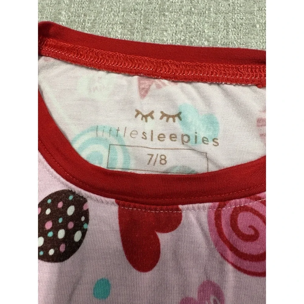 Little Sleepie Pink Sweet Valentine Bamboo Pajamas 2 Piece Long Sleeve Size 7/8